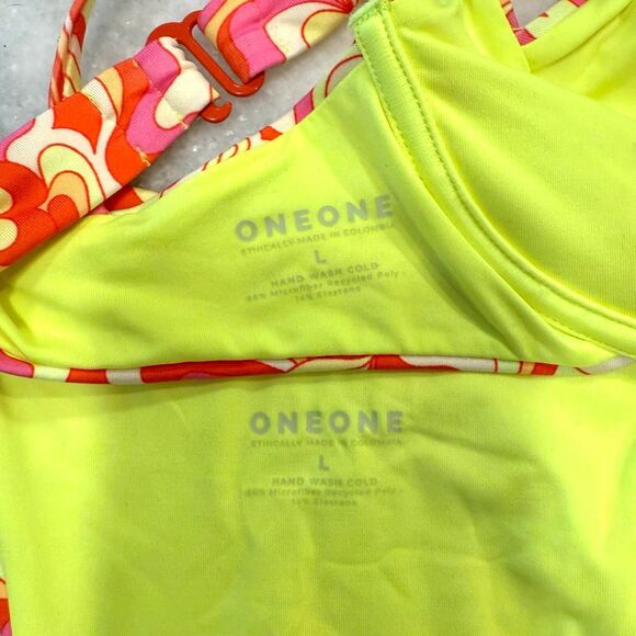 NWOT OneOne Swimwear Floral Tie Side Two Piece Bikini Set Multicolor Large - Picture 4 of 4